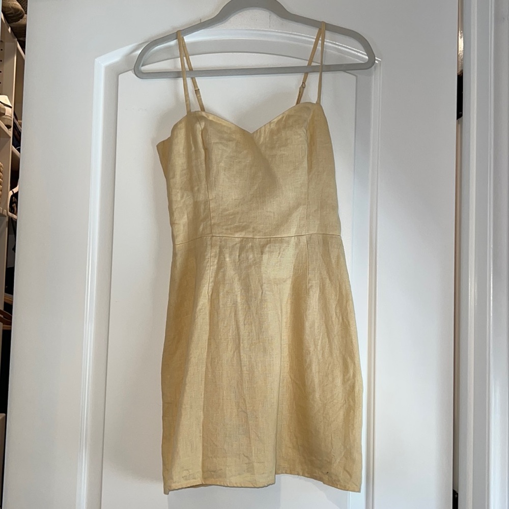 Reformation Yellow/Crème Linen Dress